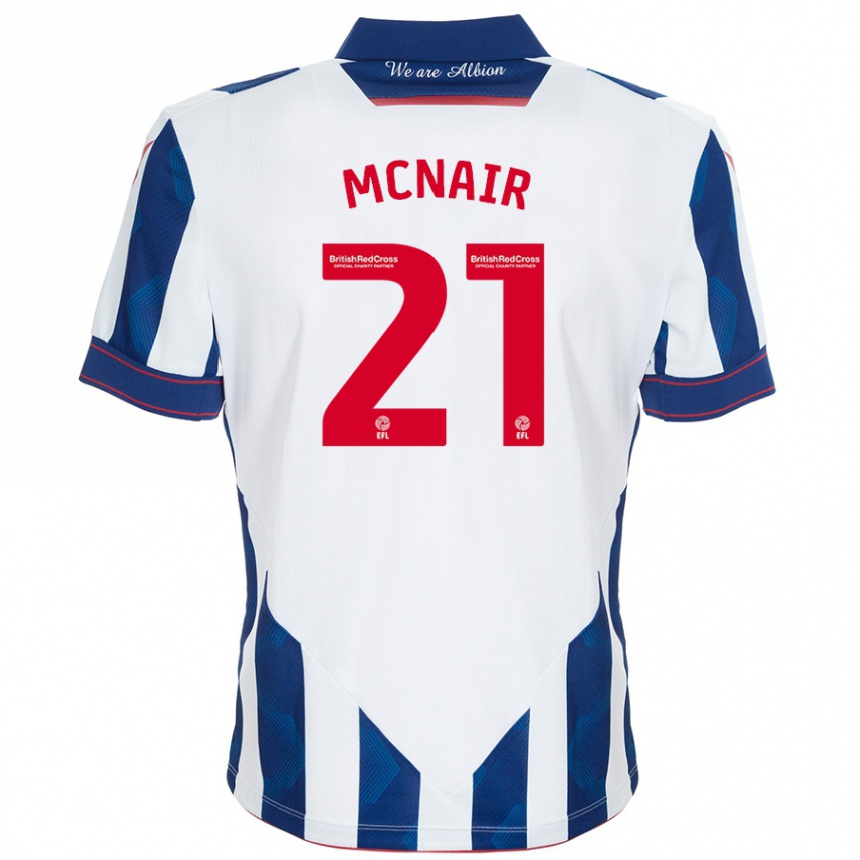 Mujer Fútbol Camiseta Paddy Mcnair #21 Blanco Azul Oscuro 1ª Equipación 2024/25 Perú