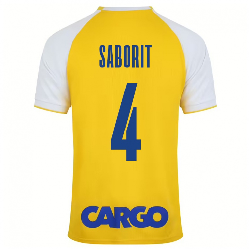 Mujer Fútbol Camiseta Enric Saborit #4 Amarillo Blanco 1ª Equipación 2024/25 Perú