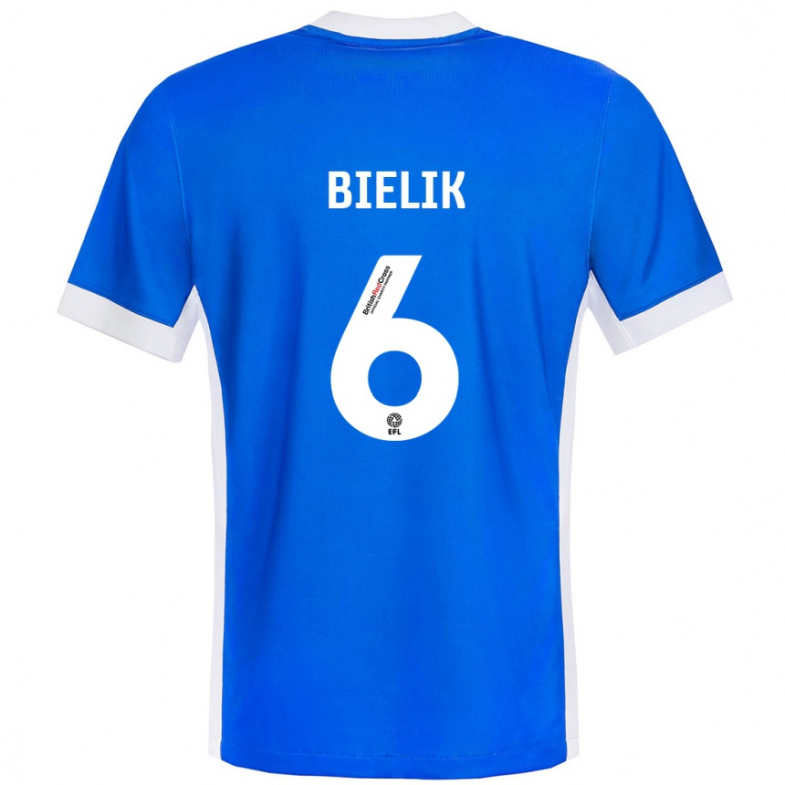 Mujer Fútbol Camiseta Krystian Bielik #6 Azul Blanco 1ª Equipación 2024/25 Perú