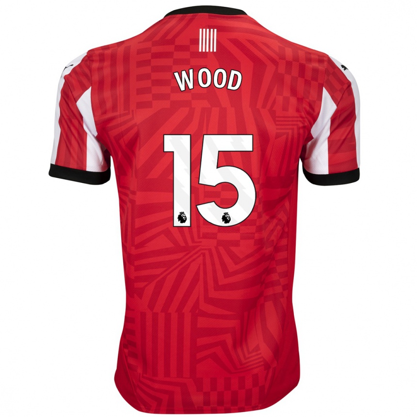 Mujer Fútbol Camiseta Nathan Wood #15 Rojo Blanco 1ª Equipación 2024/25 Perú