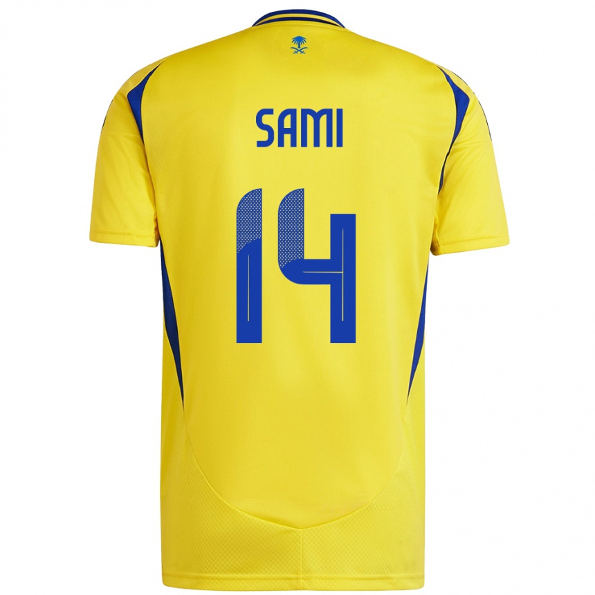 Mujer Fútbol Camiseta Sami Al-Najei #14 Amarillo Azul 1ª Equipación 2024/25 Perú