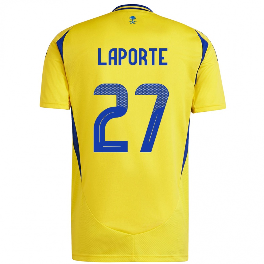 Mujer Fútbol Camiseta Aymeric Laporte #27 Amarillo Azul 1ª Equipación 2024/25 Perú