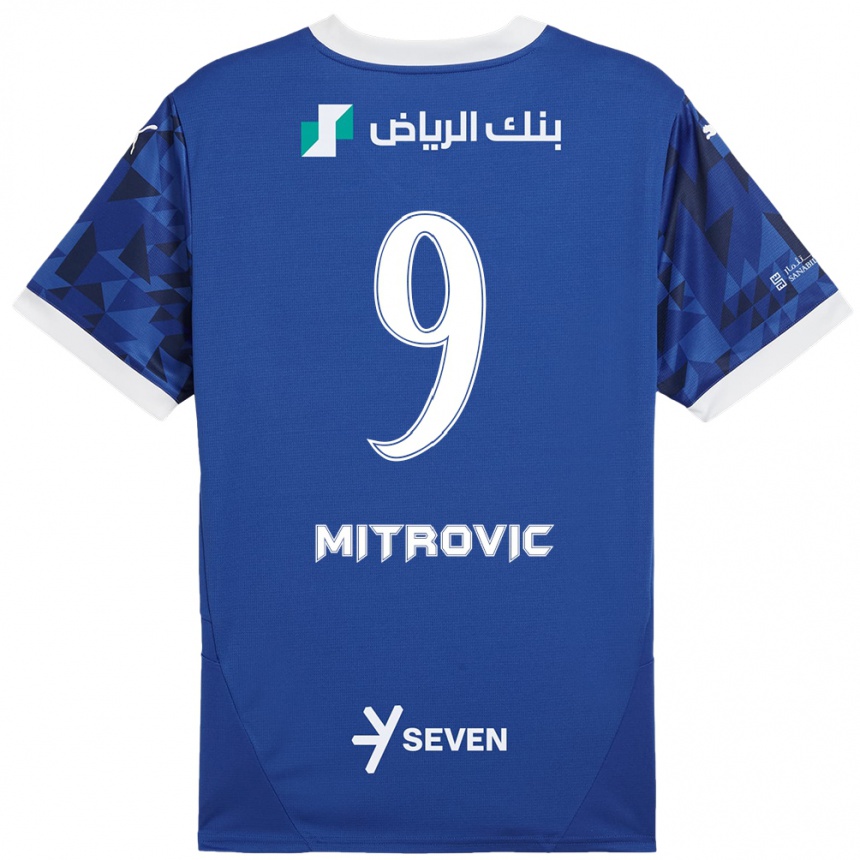 Mujer Fútbol Camiseta Aleksandar Mitrovic #9 Azul Oscuro Blanco 1ª Equipación 2024/25 Perú