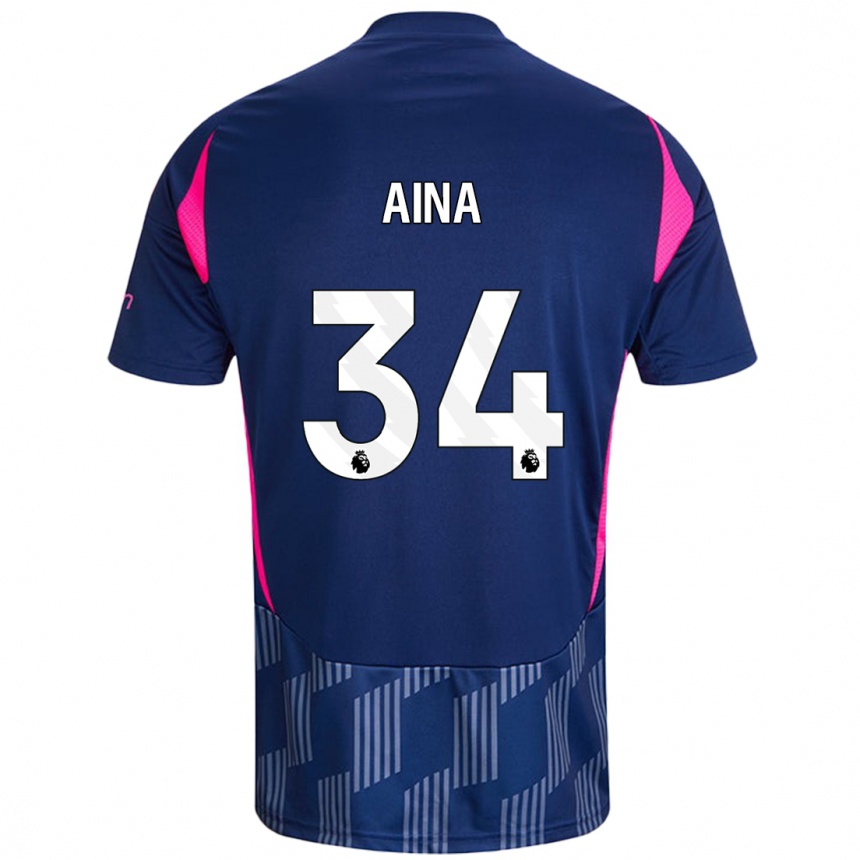 Mujer Fútbol Camiseta Ola Aina #34 Azul Real Rosa 2ª Equipación 2024/25 Perú