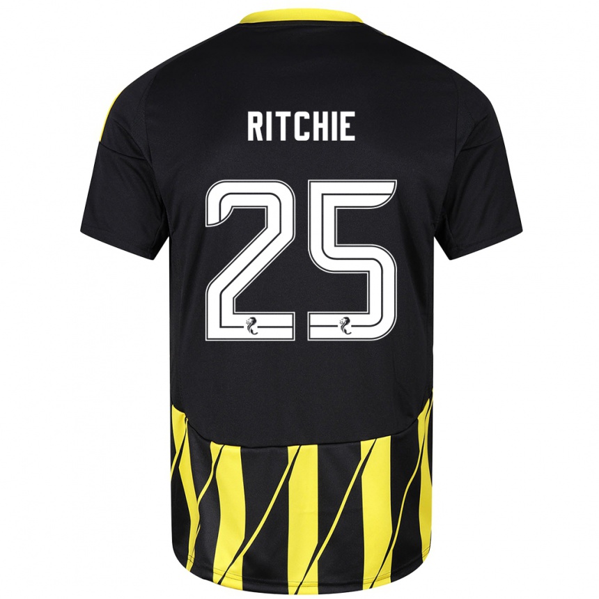 Mujer Fútbol Camiseta Tom Ritchie #25 Negro Amarillo 2ª Equipación 2024/25 Perú