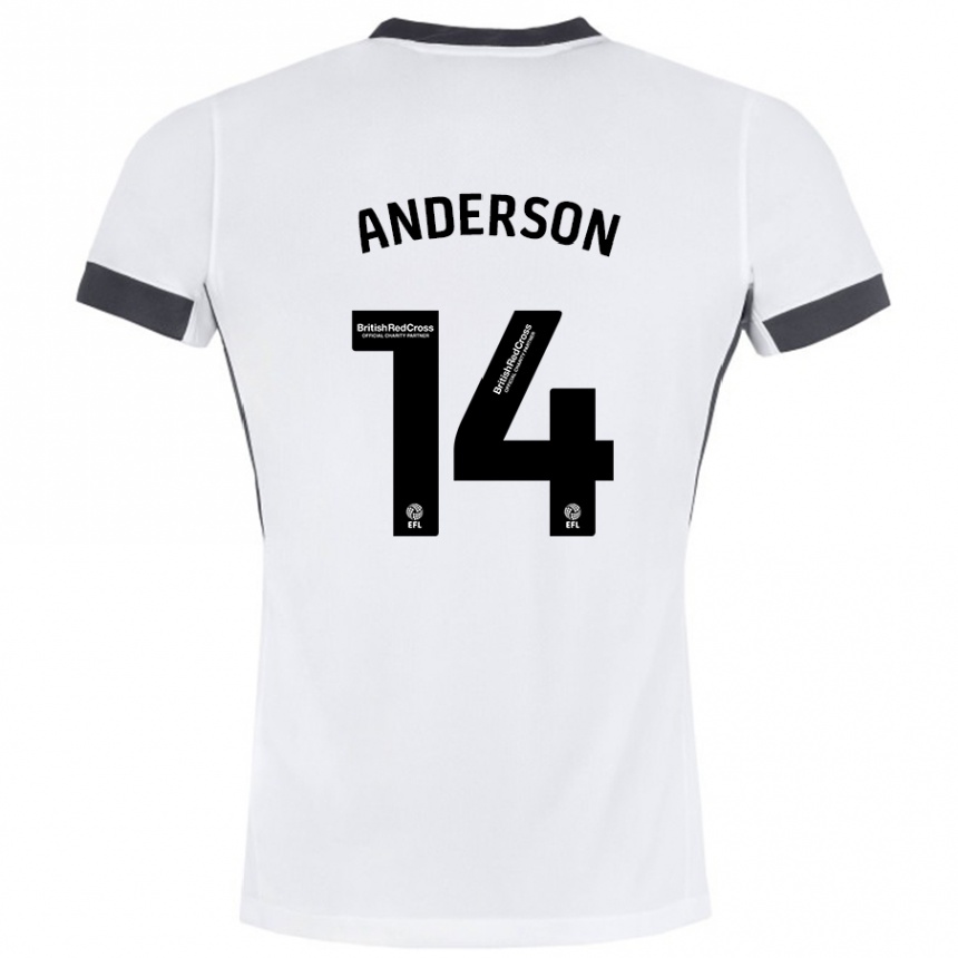 Mujer Fútbol Camiseta Keshi Anderson #14 Blanco Negro 2ª Equipación 2024/25 Perú