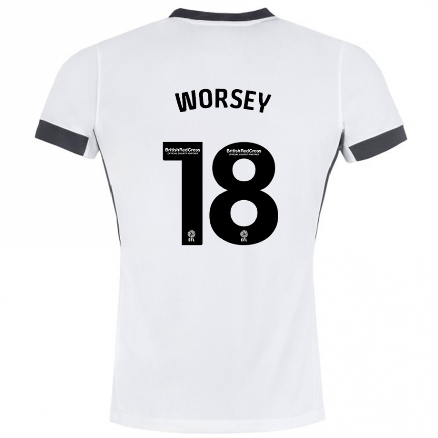 Mujer Fútbol Camiseta Louanne Worsey #18 Blanco Negro 2ª Equipación 2024/25 Perú