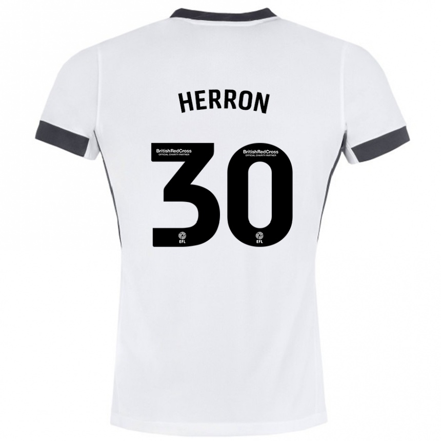 Mujer Fútbol Camiseta Neve Herron #30 Blanco Negro 2ª Equipación 2024/25 Perú