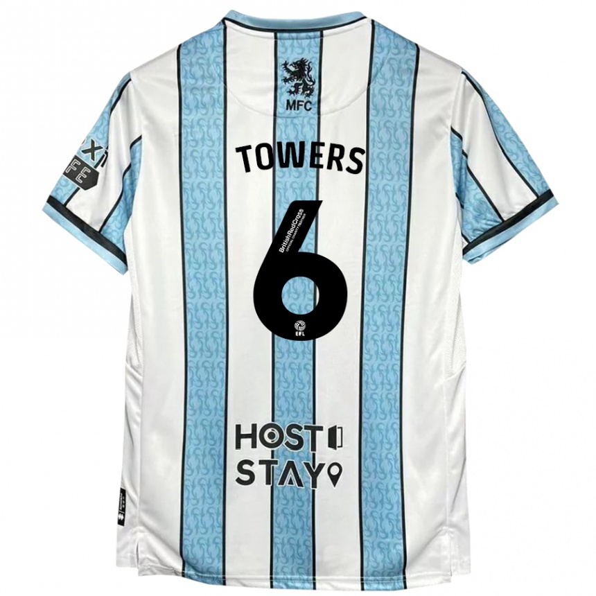 Mujer Fútbol Camiseta Abby Towers #6 Blanco Azul 2ª Equipación 2024/25 Perú