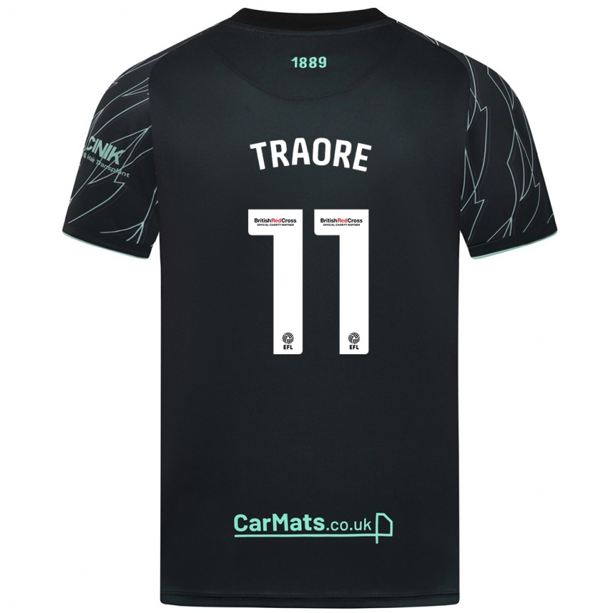 Mujer Fútbol Camiseta Bénie Traoré #11 Negro Verde 2ª Equipación 2024/25 Perú