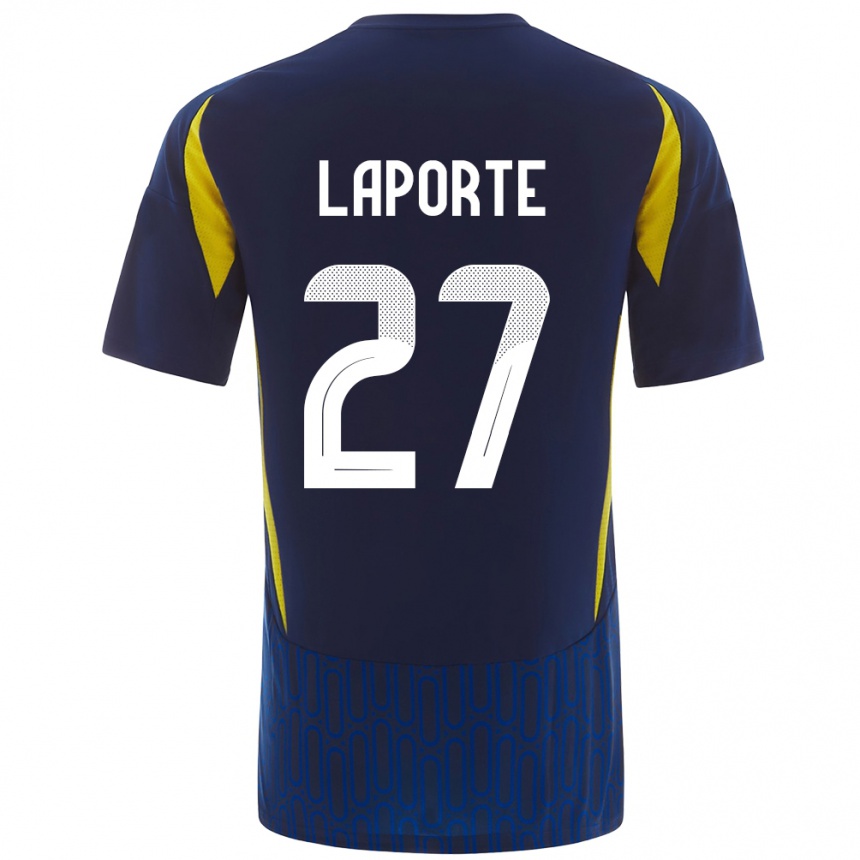 Mujer Fútbol Camiseta Aymeric Laporte #27 Azul Amarillo 2ª Equipación 2024/25 Perú