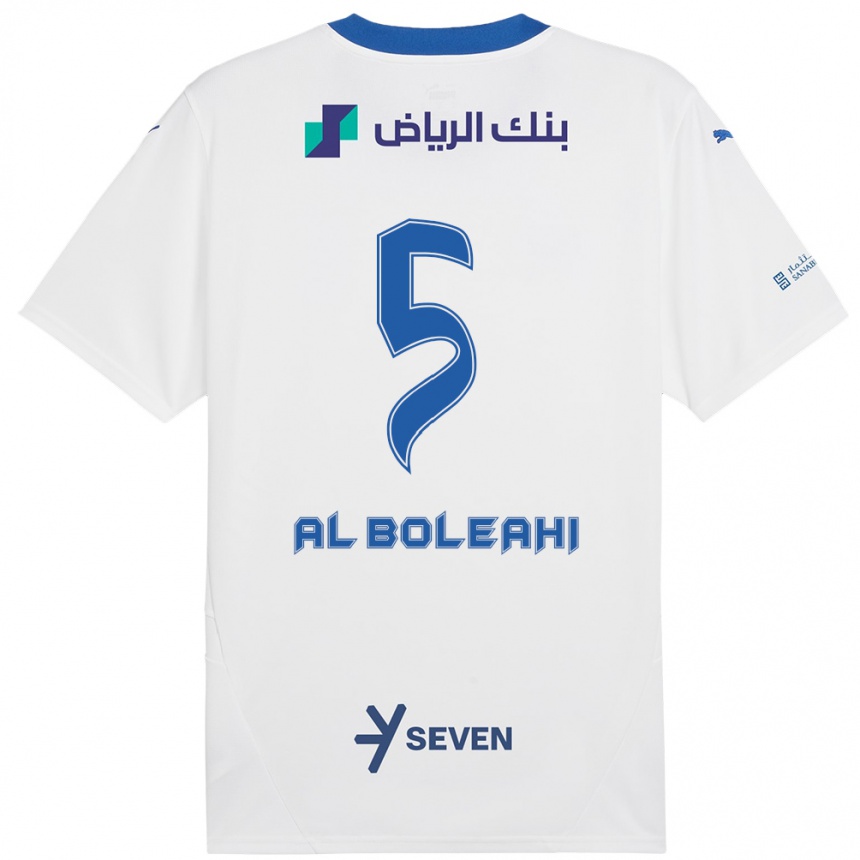 Mujer Fútbol Camiseta Ali Al-Boleahi #5 Blanco Azul 2ª Equipación 2024/25 Perú