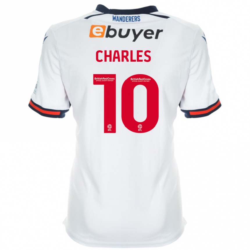 Niño Fútbol Camiseta Dion Charles #10 Blanco 1ª Equipación 2024/25 Perú