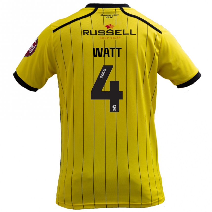 Niño Fútbol Camiseta Elliot Watt #4 Amarillo 1ª Equipación 2024/25 Perú