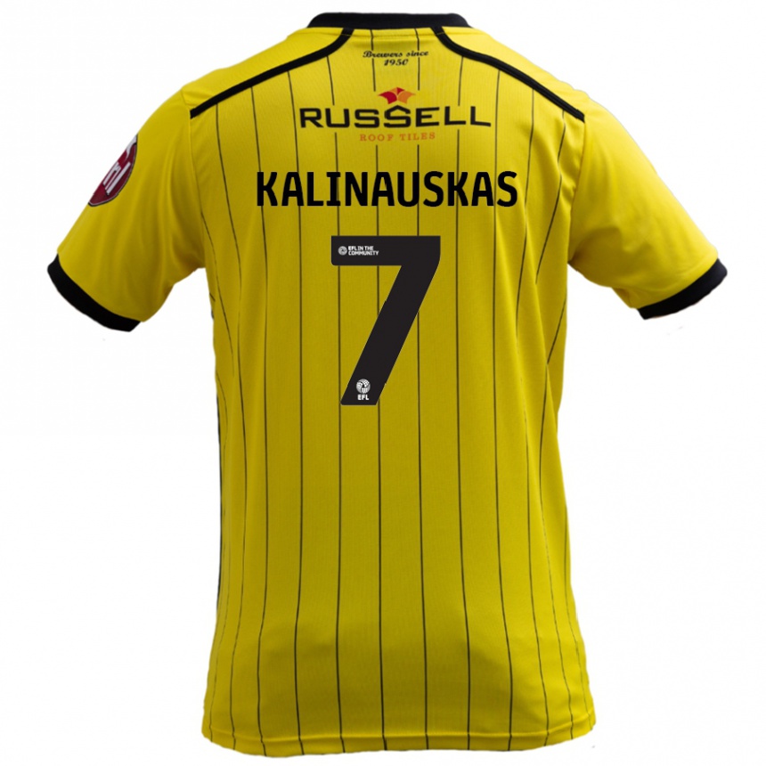 Niño Fútbol Camiseta Tomas Kalinauskas #7 Amarillo 1ª Equipación 2024/25 Perú