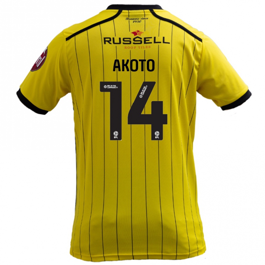 Niño Fútbol Camiseta Nick Akoto #14 Amarillo 1ª Equipación 2024/25 Perú