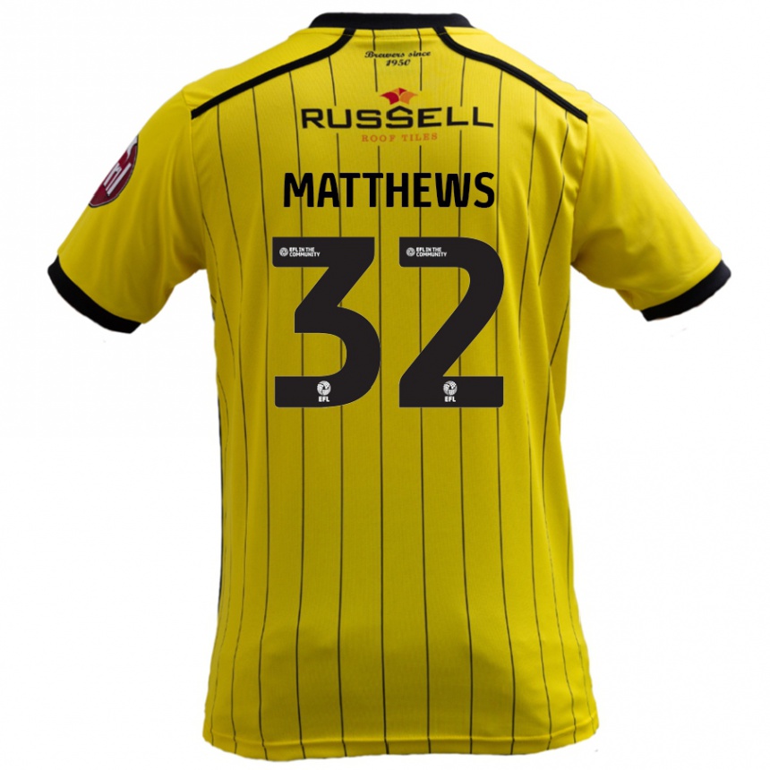 Niño Fútbol Camiseta Daniel Matthews #32 Amarillo 1ª Equipación 2024/25 Perú