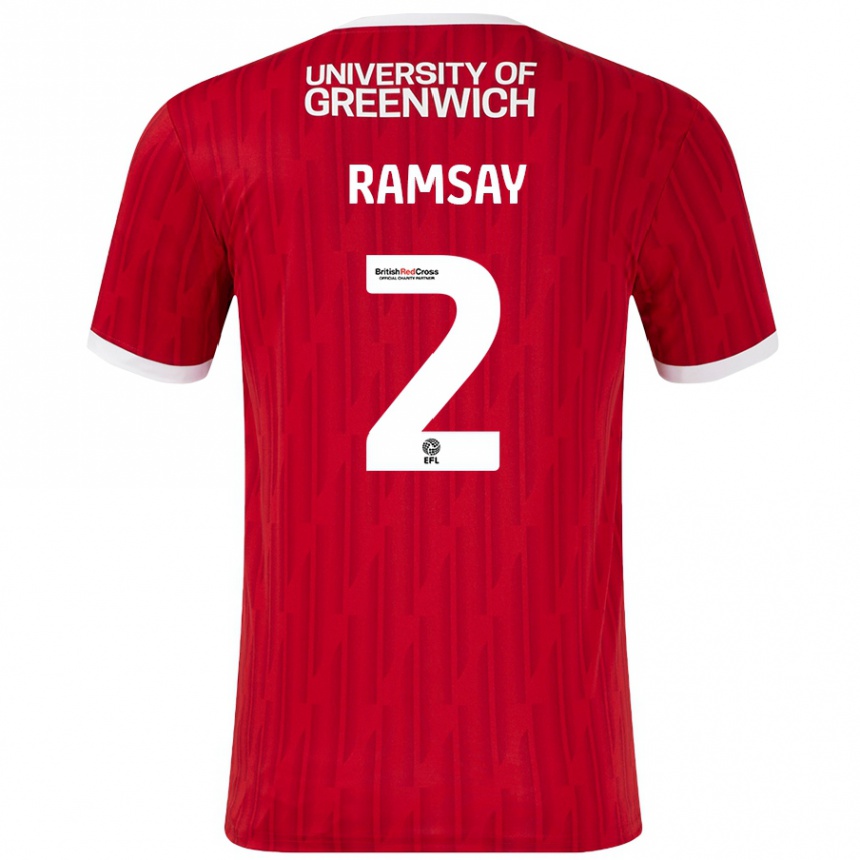 Niño Fútbol Camiseta Kayne Ramsay #2 Rojo Blanco 1ª Equipación 2024/25 Perú