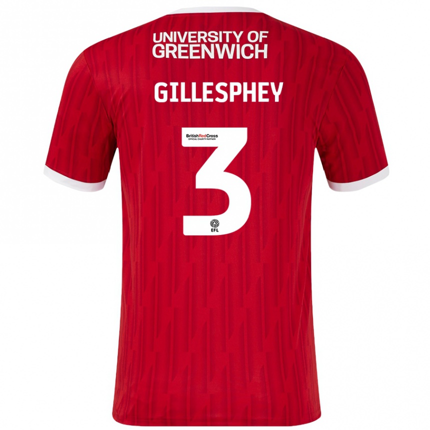 Niño Fútbol Camiseta Macaulay Gillesphey #3 Rojo Blanco 1ª Equipación 2024/25 Perú