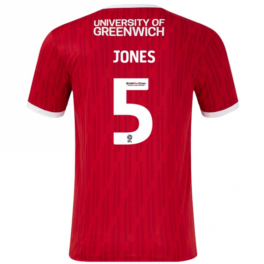 Niño Fútbol Camiseta Lloyd Jones #5 Rojo Blanco 1ª Equipación 2024/25 Perú