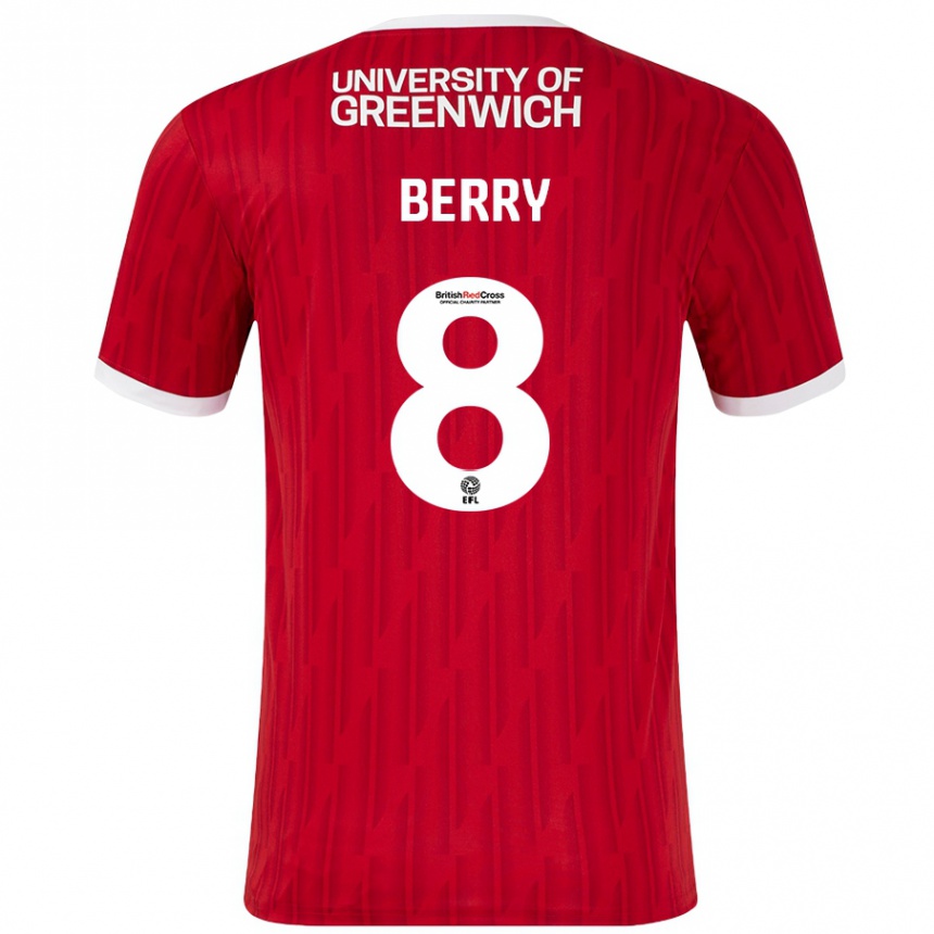 Niño Fútbol Camiseta Luke Berry #8 Rojo Blanco 1ª Equipación 2024/25 Perú