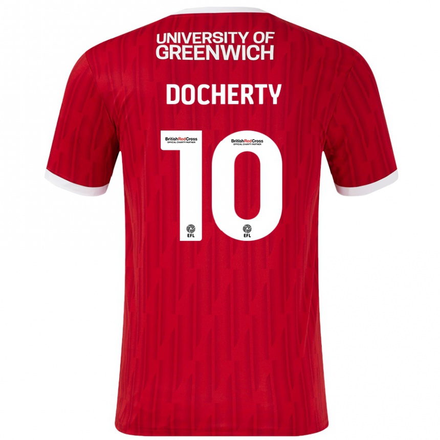 Niño Fútbol Camiseta Greg Docherty #10 Rojo Blanco 1ª Equipación 2024/25 Perú