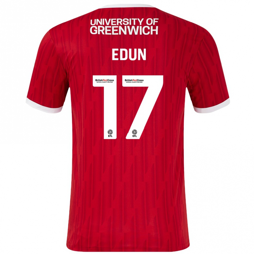 Niño Fútbol Camiseta Tayo Edun #17 Rojo Blanco 1ª Equipación 2024/25 Perú