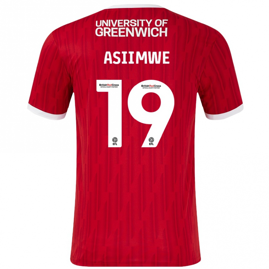 Niño Fútbol Camiseta Nathan Asiimwe #19 Rojo Blanco 1ª Equipación 2024/25 Perú