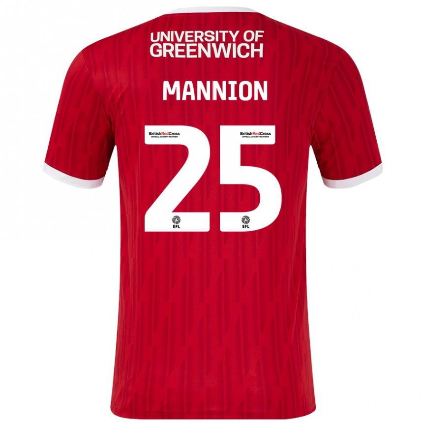 Niño Fútbol Camiseta Will Mannion #25 Rojo Blanco 1ª Equipación 2024/25 Perú