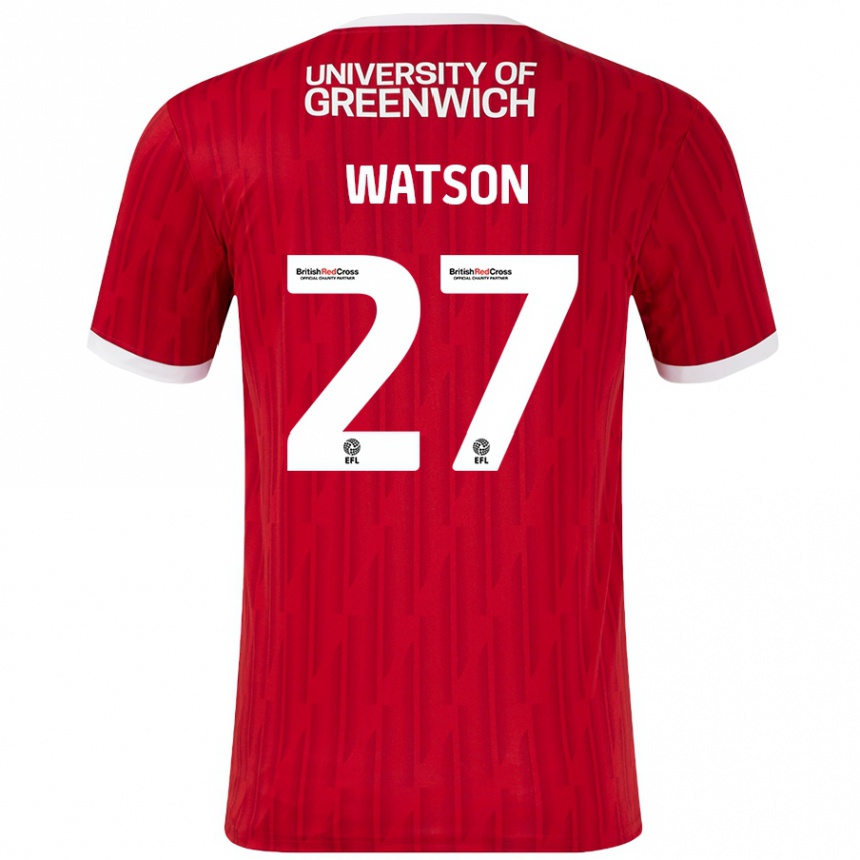 Niño Fútbol Camiseta Tennai Watson #27 Rojo Blanco 1ª Equipación 2024/25 Perú