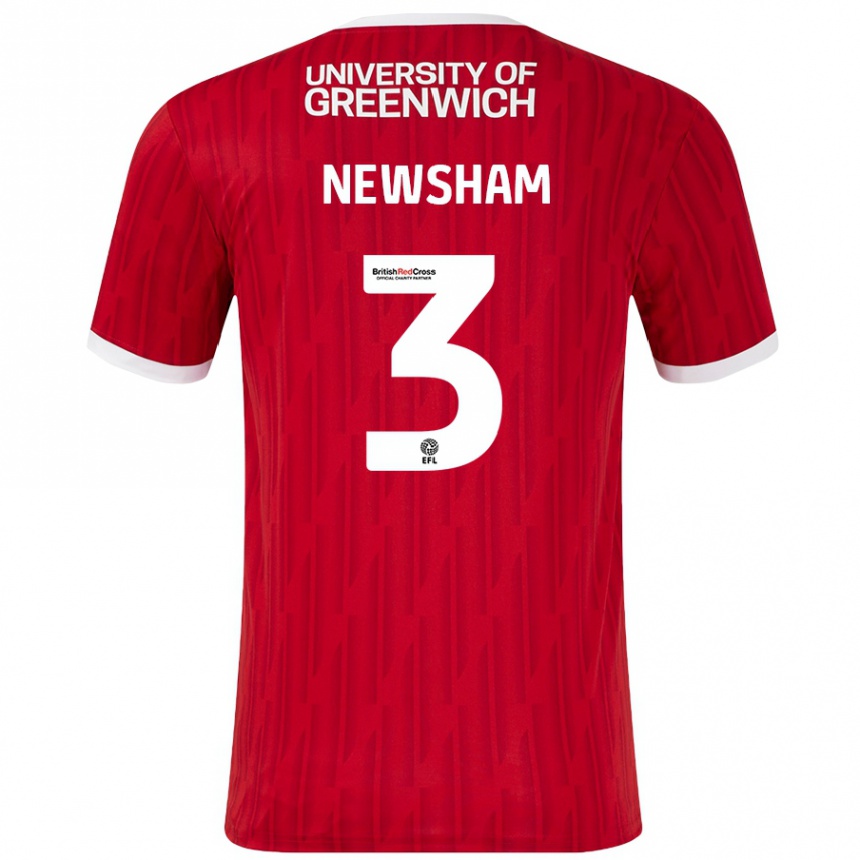 Niño Fútbol Camiseta Charlotte Newsham #3 Rojo Blanco 1ª Equipación 2024/25 Perú