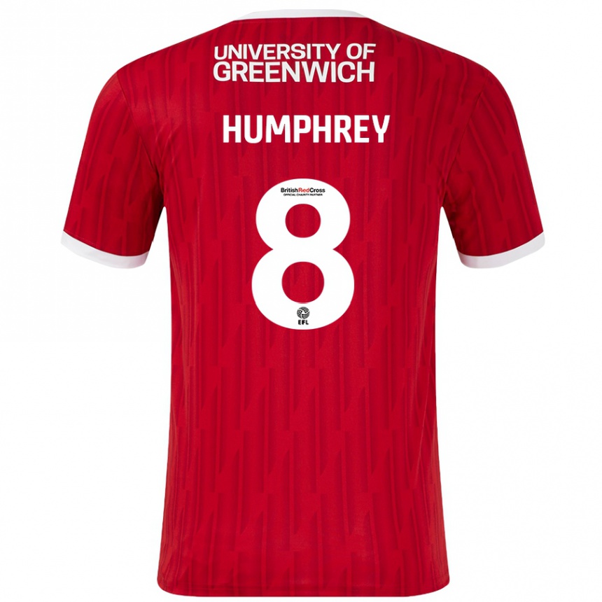 Niño Fútbol Camiseta Carla Humphrey #8 Rojo Blanco 1ª Equipación 2024/25 Perú