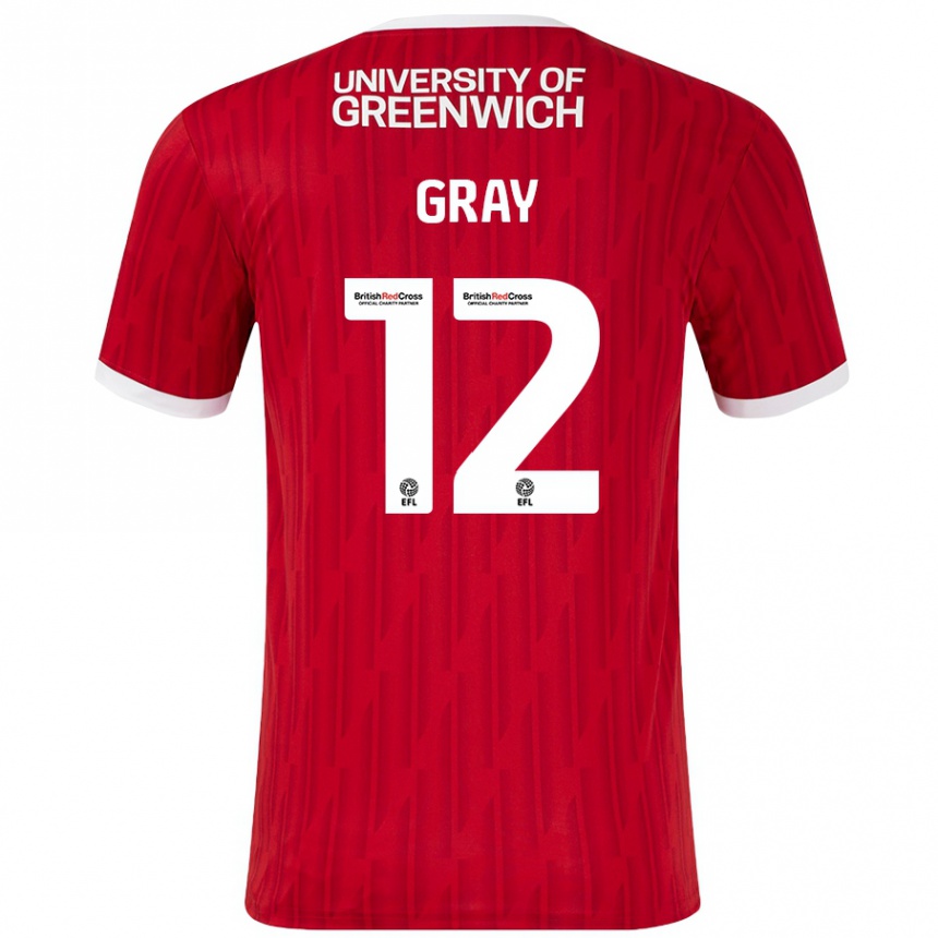 Niño Fútbol Camiseta Jessica Gray #12 Rojo Blanco 1ª Equipación 2024/25 Perú