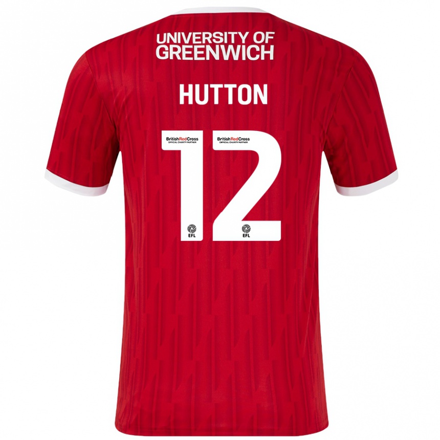 Niño Fútbol Camiseta Jodie Hutton #12 Rojo Blanco 1ª Equipación 2024/25 Perú