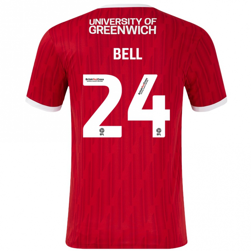 Niño Fútbol Camiseta Taylor Bell #24 Rojo Blanco 1ª Equipación 2024/25 Perú