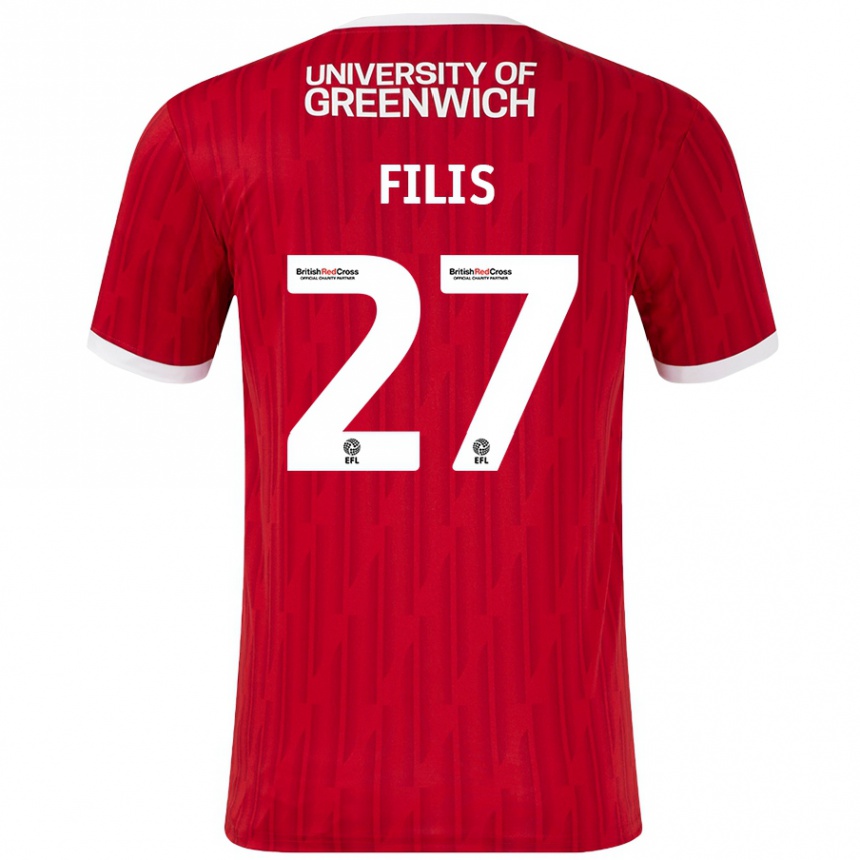 Niño Fútbol Camiseta Melisa Filis #27 Rojo Blanco 1ª Equipación 2024/25 Perú