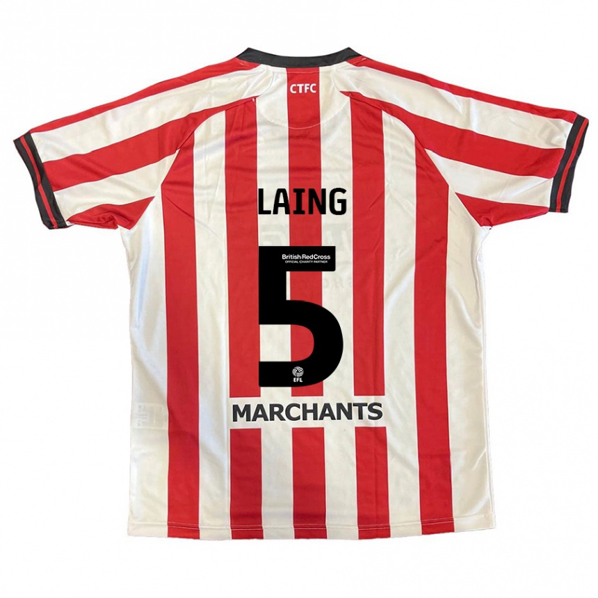 Niño Fútbol Camiseta Levi Laing #5 Rojo Blanco 1ª Equipación 2024/25 Perú