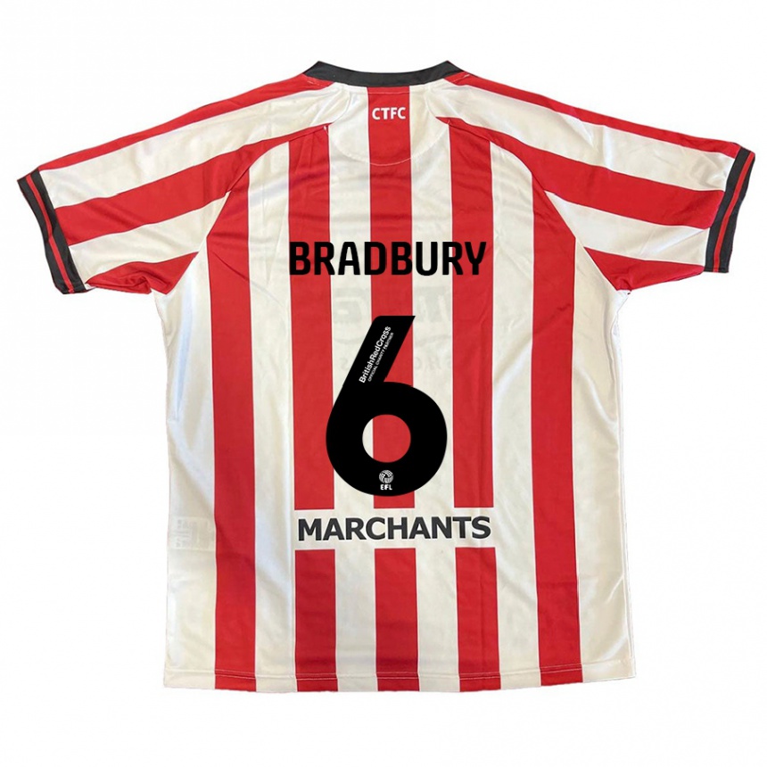 Niño Fútbol Camiseta Tom Bradbury #6 Rojo Blanco 1ª Equipación 2024/25 Perú