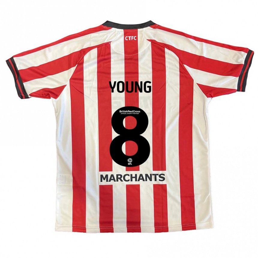 Niño Fútbol Camiseta Luke Young #8 Rojo Blanco 1ª Equipación 2024/25 Perú