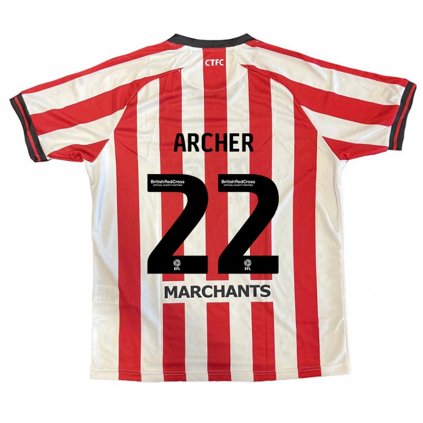 Niño Fútbol Camiseta Ethon Archer #22 Rojo Blanco 1ª Equipación 2024/25 Perú