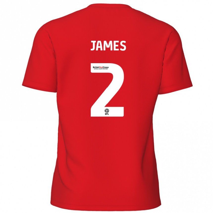 Niño Fútbol Camiseta Tom James #2 Rojo 1ª Equipación 2024/25 Perú