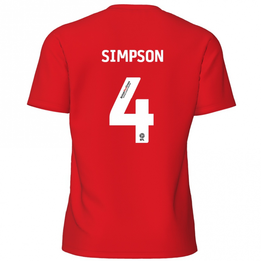 Niño Fútbol Camiseta Jack Simpson #4 Rojo 1ª Equipación 2024/25 Perú