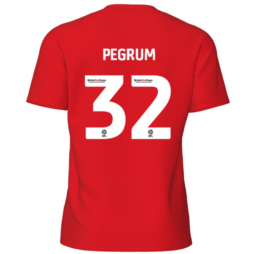 Niño Fútbol Camiseta Charlie Pegrum #32 Rojo 1ª Equipación 2024/25 Perú