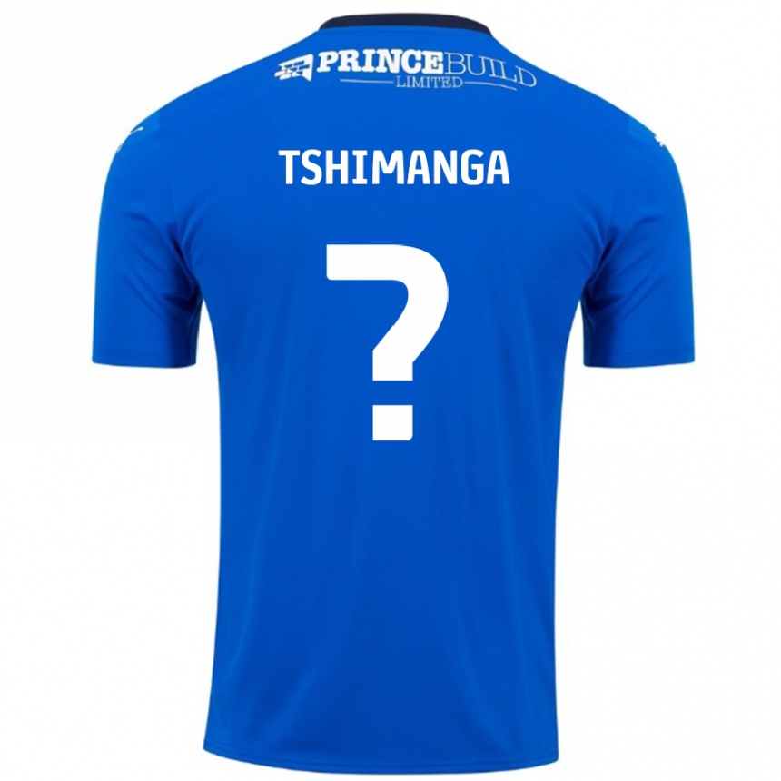 Niño Fútbol Camiseta Kabongo Tshimanga #0 Azul Blanco 1ª Equipación 2024/25 Perú