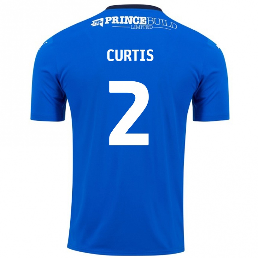 Niño Fútbol Camiseta Sam Curtis #2 Azul Blanco 1ª Equipación 2024/25 Perú