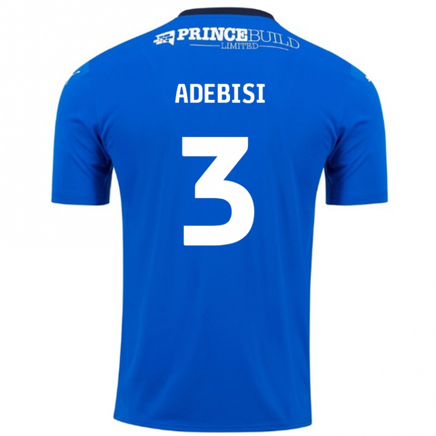 Niño Fútbol Camiseta Rio Adebisi #3 Azul Blanco 1ª Equipación 2024/25 Perú