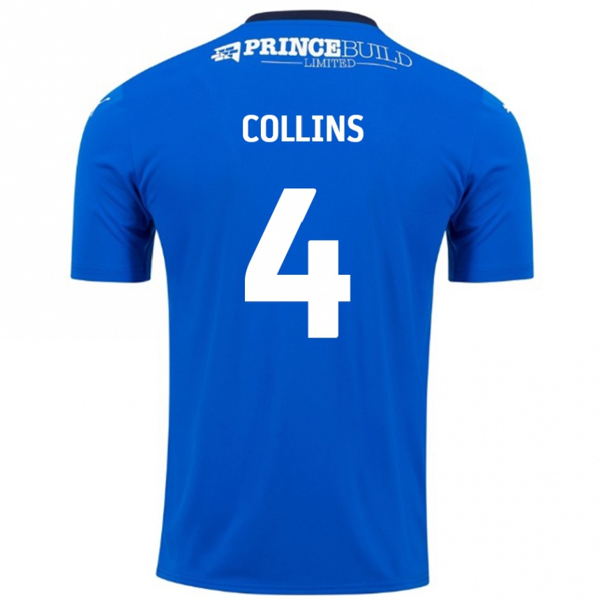 Niño Fútbol Camiseta Archie Collins #4 Azul Blanco 1ª Equipación 2024/25 Perú