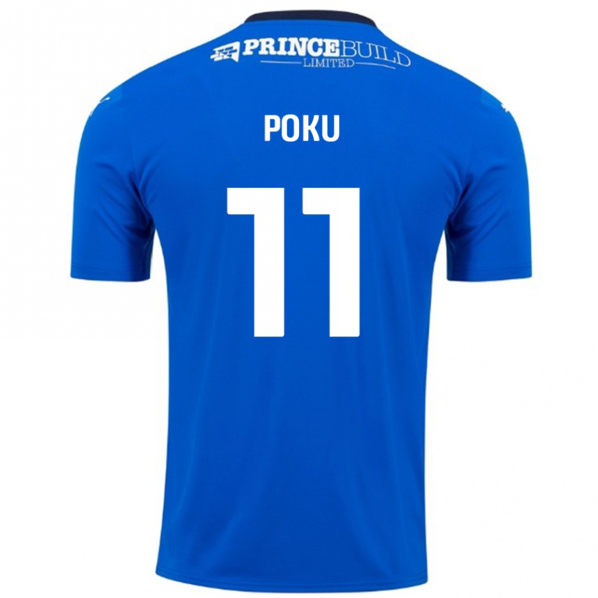 Niño Fútbol Camiseta Kwame Poku #11 Azul Blanco 1ª Equipación 2024/25 Perú