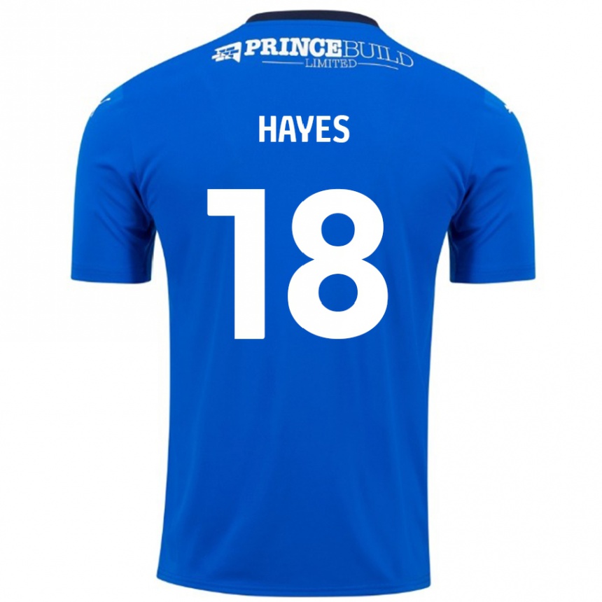 Niño Fútbol Camiseta Cian Hayes #18 Azul Blanco 1ª Equipación 2024/25 Perú