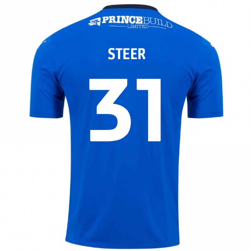 Niño Fútbol Camiseta Jed Steer #31 Azul Blanco 1ª Equipación 2024/25 Perú